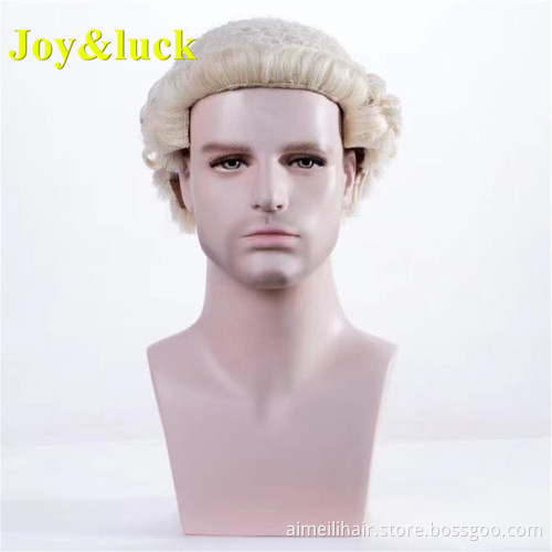 Handmade Horse Hair Court Judge Lawyer Wig Blonde Color Regular Curl for Men or Women Traditional British Classic Barrister Wigs
